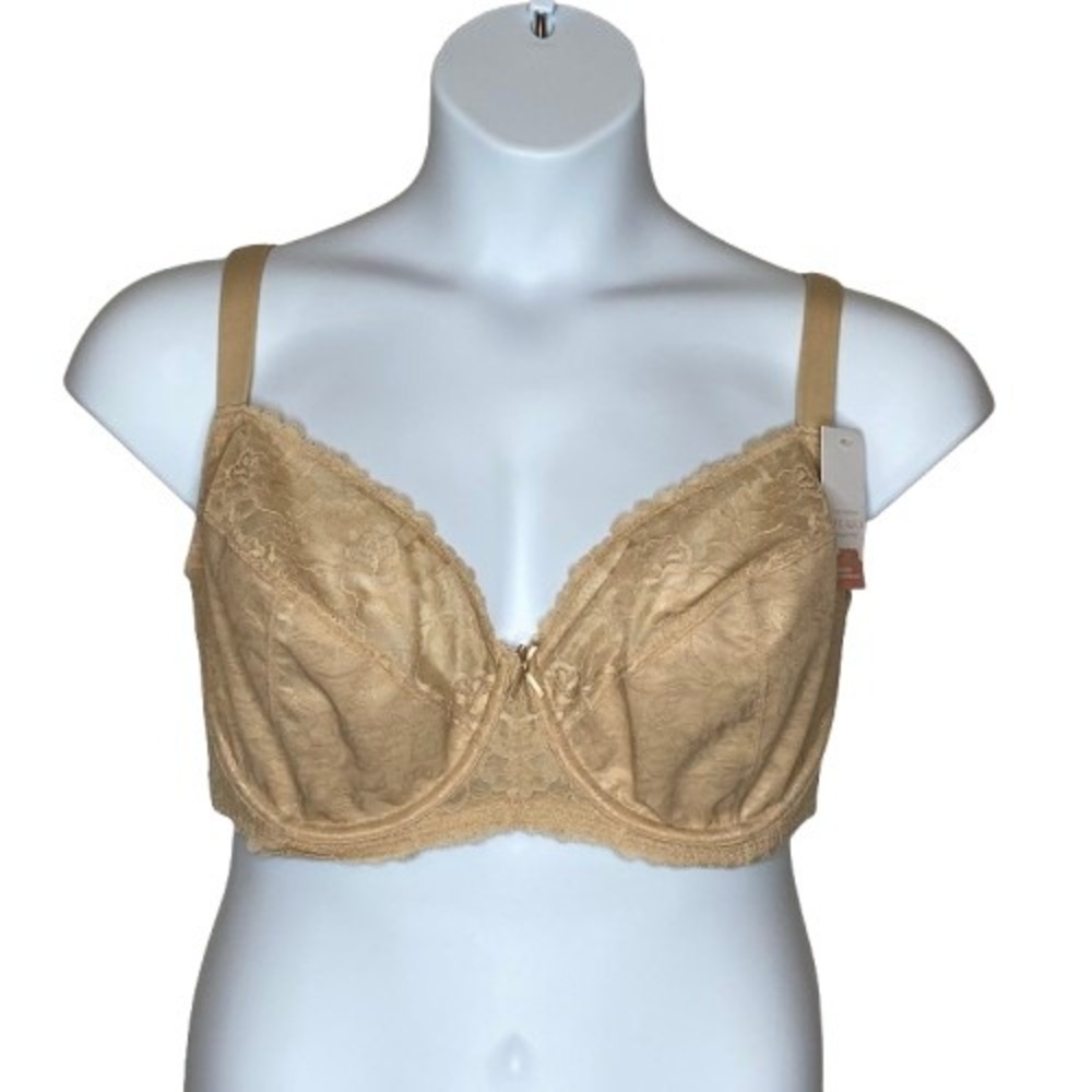 Cacique Modern Collection Full Coverage Unlined Floral Lace Bra 36H Beige NWT